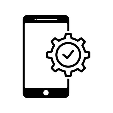Cep telefonu ve vites vektör illüstrasyonlu akıllı telefon