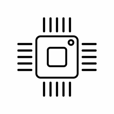 Web ve mobil uygulama tasarımınız, işlemci logosu konseptiniz için beyaz arkaplanda izole edilmiş Cpu simgesi vektörü