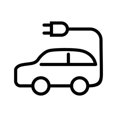 Araba şarj ikonu. Web için elektrik dolgu vektör çizgisi simgelerinin özeti