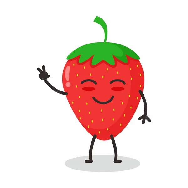 Stock vector cute strawberry cartoon character with a smile expression. vector illustration