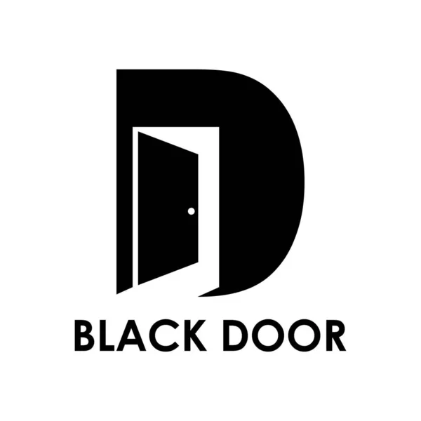 Ikona Dveří Černobílá Ilustrace — Stockový vektor