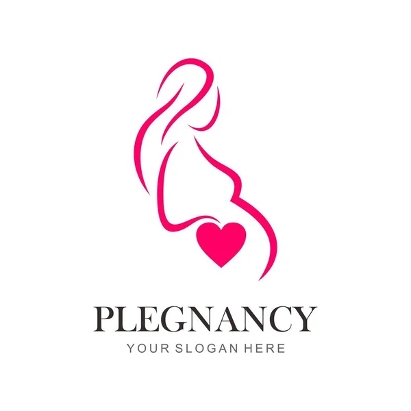 Mujer Embarazada Logotipo Diseño Vector Plantilla — Archivo Imágenes Vectoriales