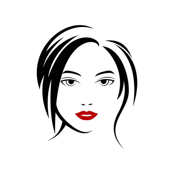 Красивое Лицо Женщины Длинными Волосами Векторная Иллюстрация — стоковый вектор