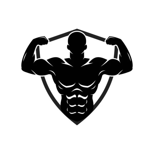 Musculação Escudo Vetor Logotipo — Vetor de Stock