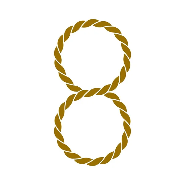 白い背景に孤立した黄金のロープのベクトル図 — ストックベクタ