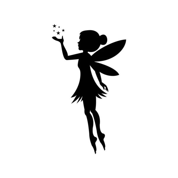 Silhouet Van Een Meisje Met Een Vlinder — Stockvector