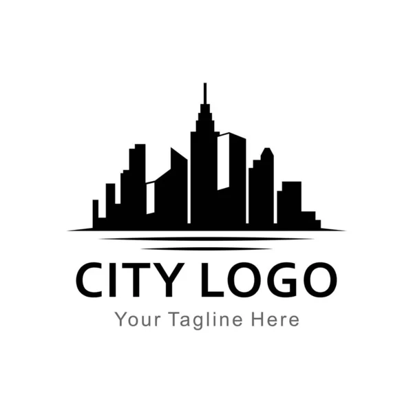 Skyline Cidade Moderna Logotipo Design Vetor —  Vetores de Stock