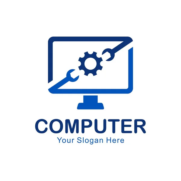 Monitor Computador Com Design Ilustração Vetorial Engrenagens Engrenagens — Vetor de Stock