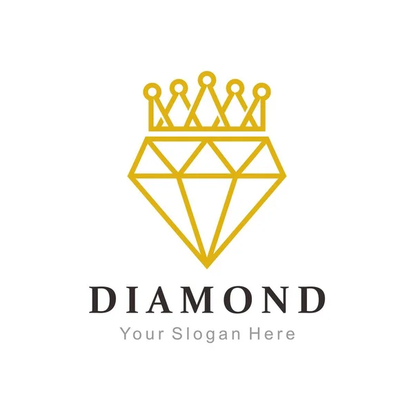 Diamant Kroon Logo Template Vector Illustratie — Stockvector