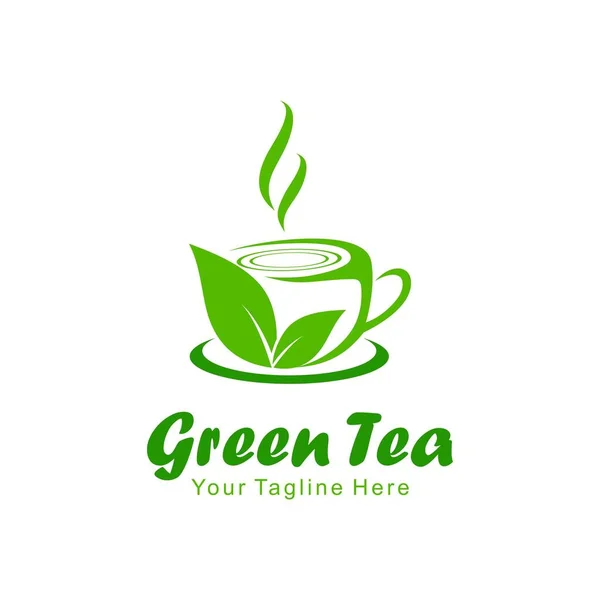 stock vector green tea leaf logo vector illustration