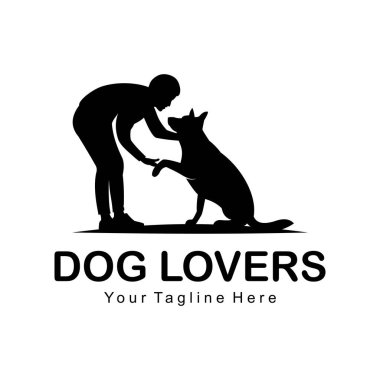 Köpek severler logosu, vektör illüstrasyonu