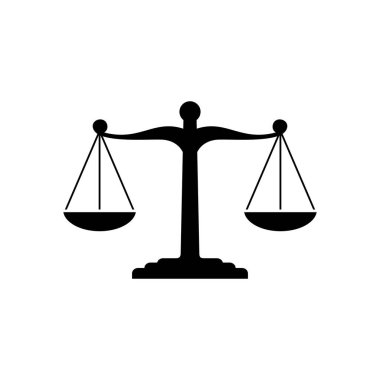 Hukuk ve adalet kavramı vektör ikonu. Düz çizim. İzole 10 kişi.