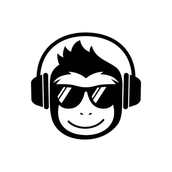 Monkey Headphones Headphone Earphones Vector Illustration Design — Stock Vector
