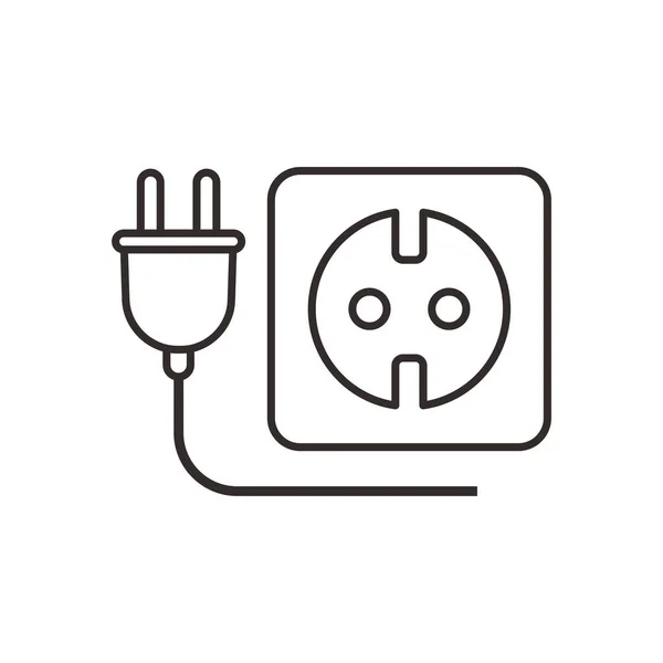 Ikona Vektoru Elektrické Zástrčky Tenká Čára Ilustrace Izolovaný Obrys Bílém — Stockový vektor