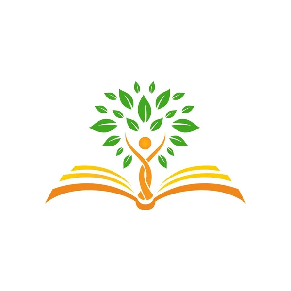 Libro Árbol Logotipo Plantilla Vector Icono Ilustración — Archivo Imágenes Vectoriales