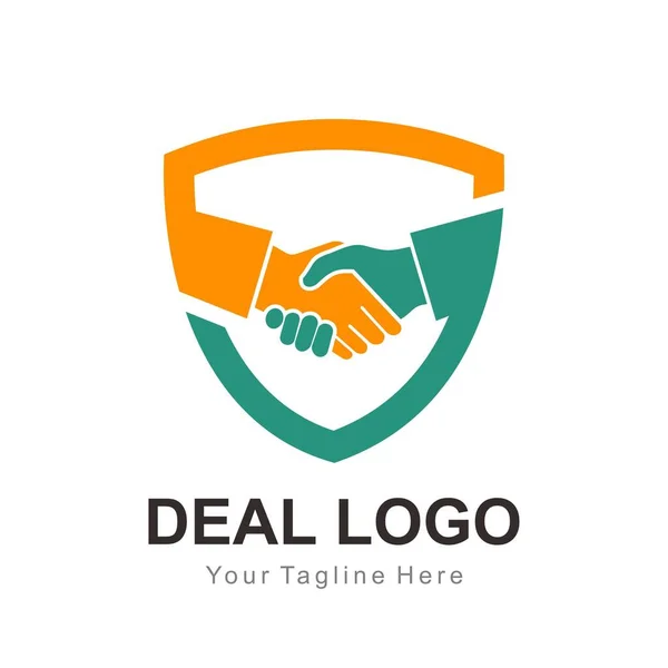 Handshake Logo Design Modello Vettoriale — Vettoriale Stock