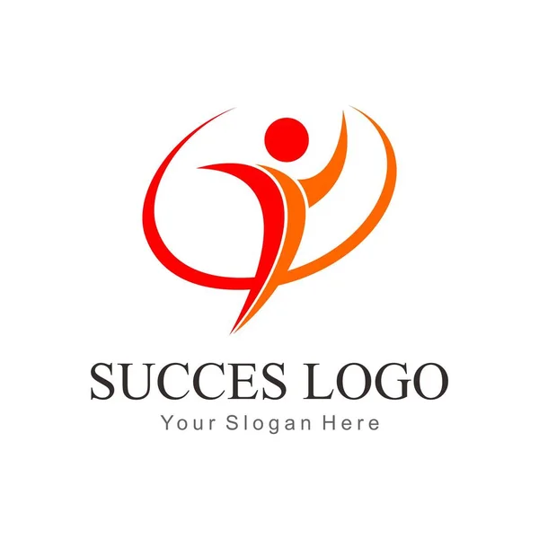 Persone Succes Modello Logo Illustrazione Vettoriale — Vettoriale Stock