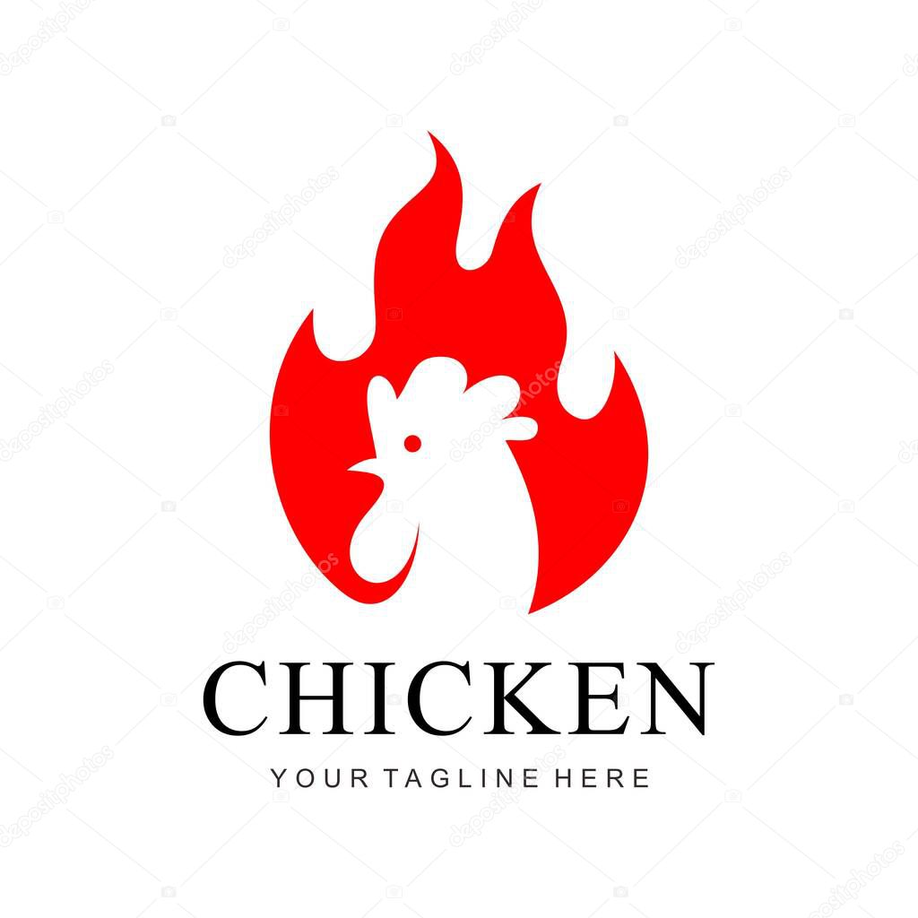 Chicken fire logo. vector illustration