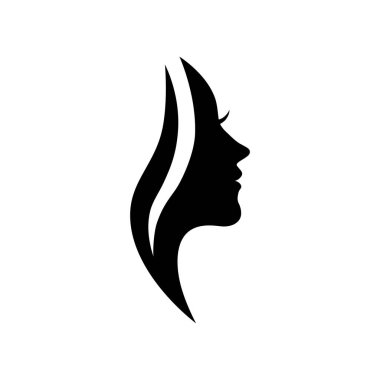 Kadın yüzü logo şablon vektör çizimi