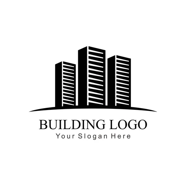 Logo Immobiliare Illustrazione Vettoriale Edificio Del Paesaggio Urbano Architettura Della — Vettoriale Stock