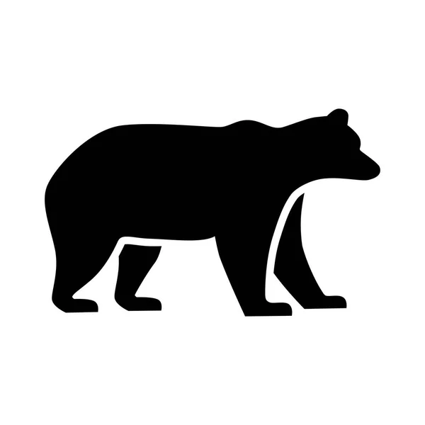 Sylwetka Czarnego Niedźwiedzia Izolowana Białym Tle Ilustracja Wektora — Wektor stockowy