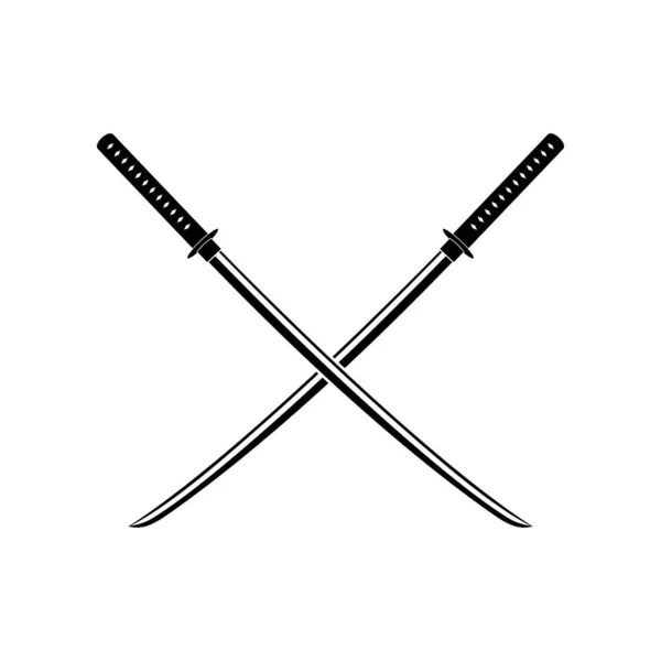 Crossed Samurai Swords Vector — Stock Vector