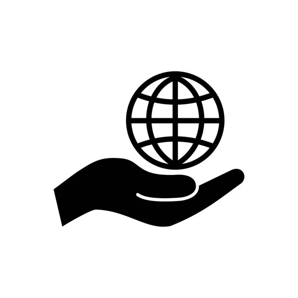 Hand Hält Globus Symbol Vektorillustration — Stockvektor