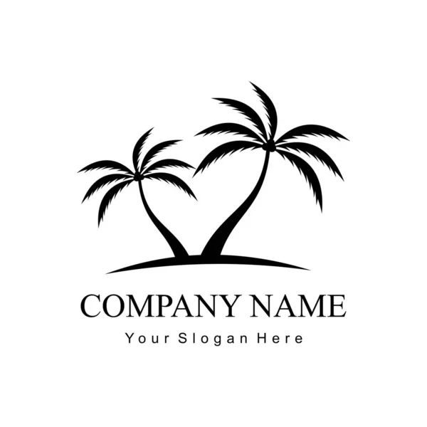 Palm Träd Logotyp Vektor Ikon Illustration Design — Stock vektor