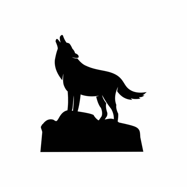 Wolf Icoon Zwart Wit Illustratie — Stockvector