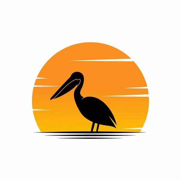 Pelican Icono Vector Ilustración Diseño Plantilla — Archivo Imágenes Vectoriales