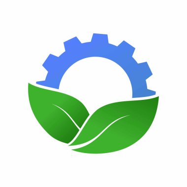 yeşil enerji ve dişli simgesi logo şablonu çizimi
