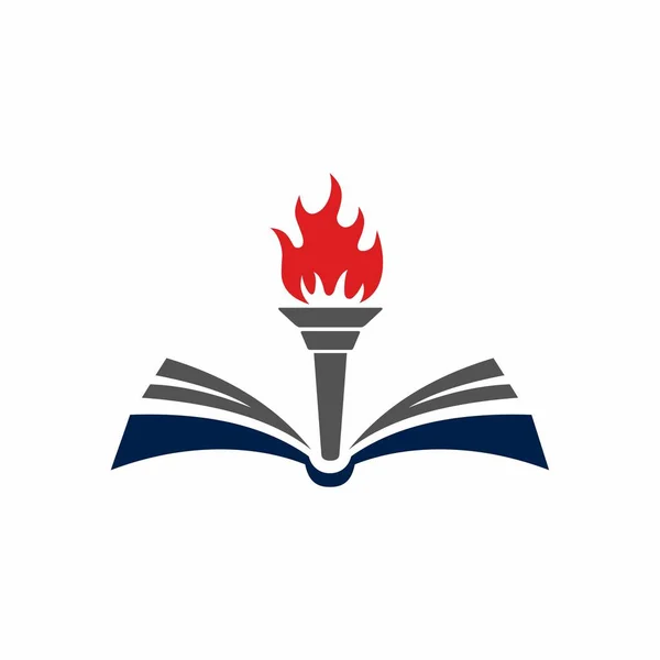 Livro Logotipo Vetor Tocha — Vetor de Stock