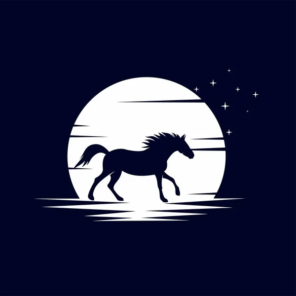 月を走る馬のシルエット — ストックベクタ