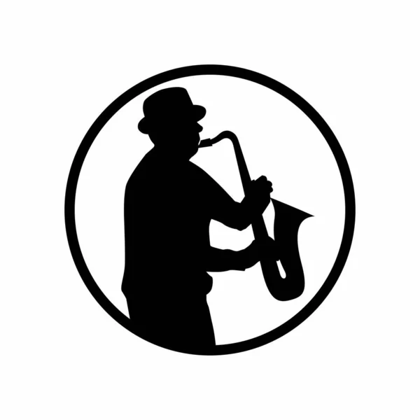 Músico Con Saxofón Silueta Saxofón — Vector de stock