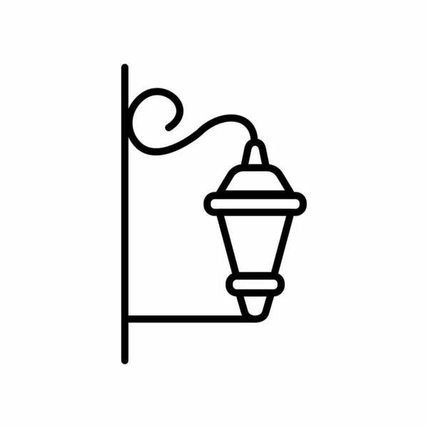 Ikona Čáry Pouliční Lampy Koncept Obrysová Vektorová Ilustrace Lineární Symbol — Stockový vektor