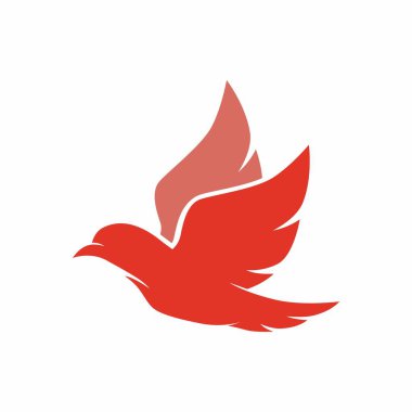 kırmızı güvercin kuş logosu vektör simgesi illüstrasyonu