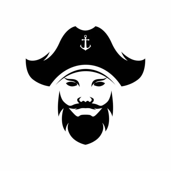Капитан Пиратов Черно Белом Цвете Белом Фоне Стоковая Иллюстрация