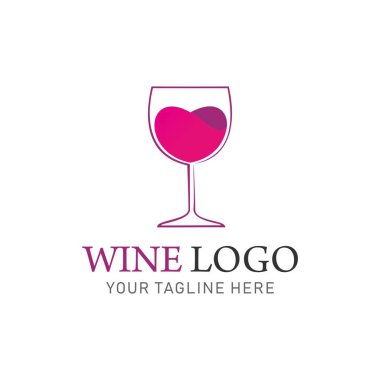 Şarap logosu tasarım şablonu. Modern çerçevenin vektör illüstrasyonu