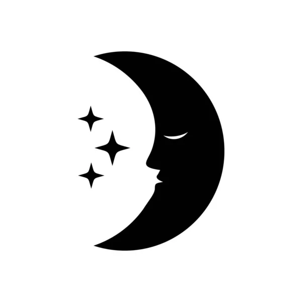 Икона Луны Звезд Стиль Силуэта — стоковый вектор