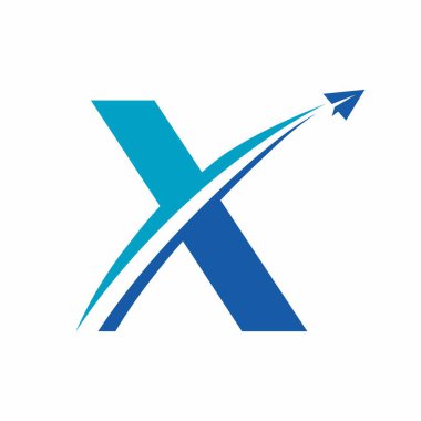 X harfi düzlem vektör logosu