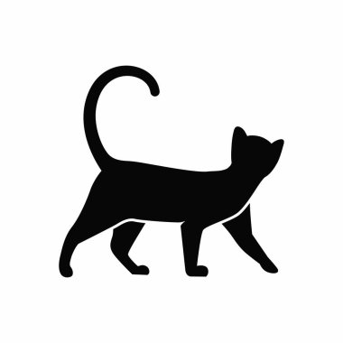 Kedi simgesi vektörü. İzole edilmiş kontür sembolü gösterimi