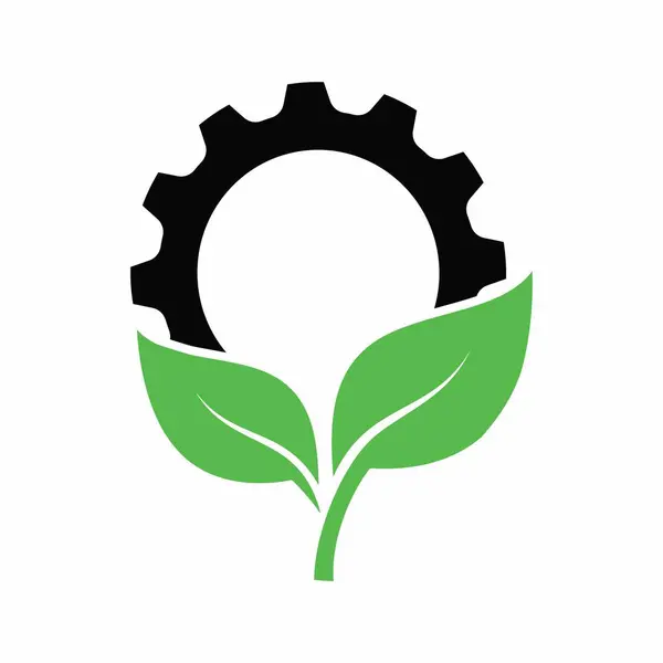 Yaprak Logo Vektörlü Dişli — Stok Vektör
