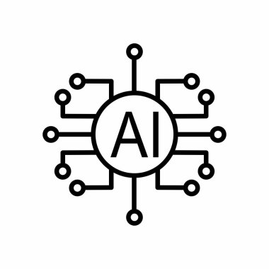 Web ve mobil uygulaması tasarımı, AI logo kavramı için beyaz arka plan üzerinde izole AI simge vektör