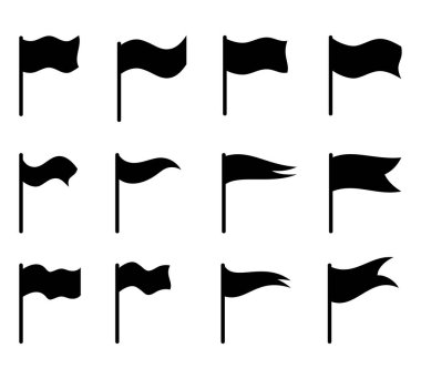 Çeşitli şekillerde bayraklar vektör siluetleri