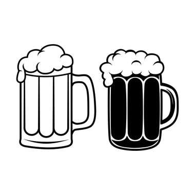 Beyaz vektöre izole edilmiş bira bardakları seti