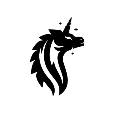  soyut tek boynuzlu at baş logo siluet vektörü