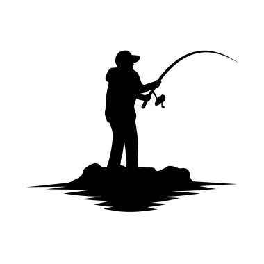 Balık tutma vektörünün silüeti