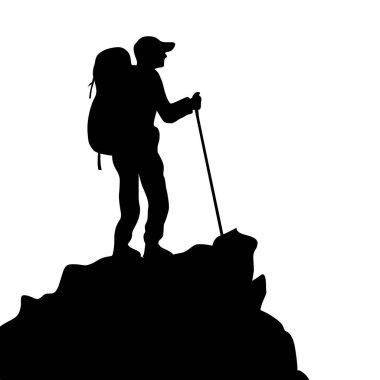 Man hiking vektör siluet vektörü