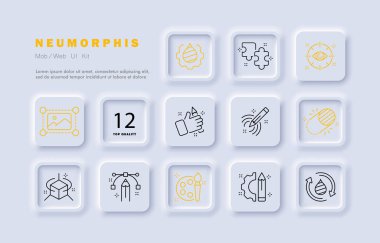 İlham simgesi belirlendi. Ruh hali, davranış, kalp, aşk, enerji, beyin gücü, fikir, kariyer, iş, göz, sanat. Aydınlanma kavramı. Neomorfizm tarzı. İş ve Reklamcılık için vektör satırı simgesi