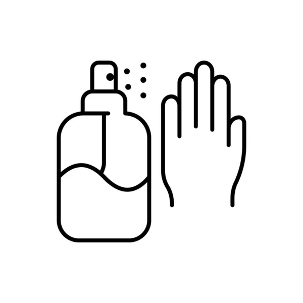 Distribuidor Com Ícone Linha Mão Sabão Líquido Desinfetante Séptico Lavar —  Vetores de Stock
